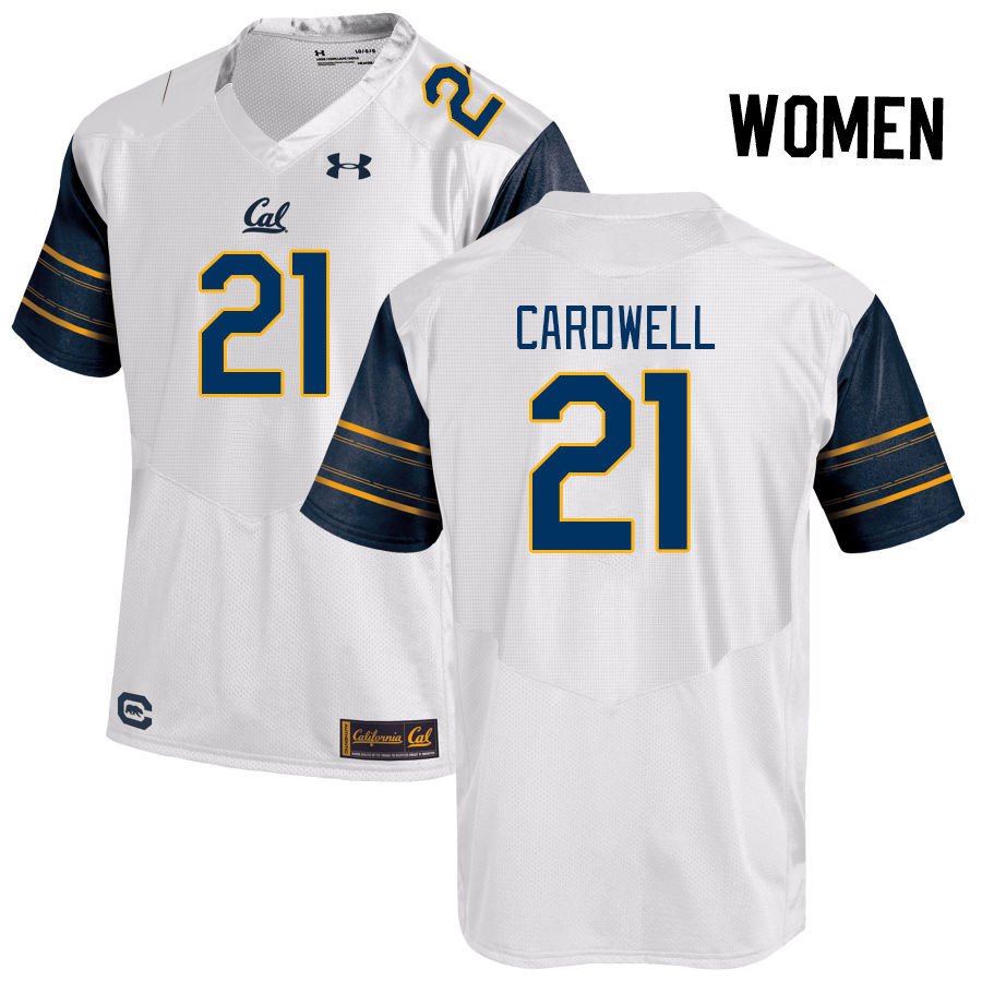 Women #21 Byron Cardwell California Golden Bears College Football Jerseys Stitched Sale-White